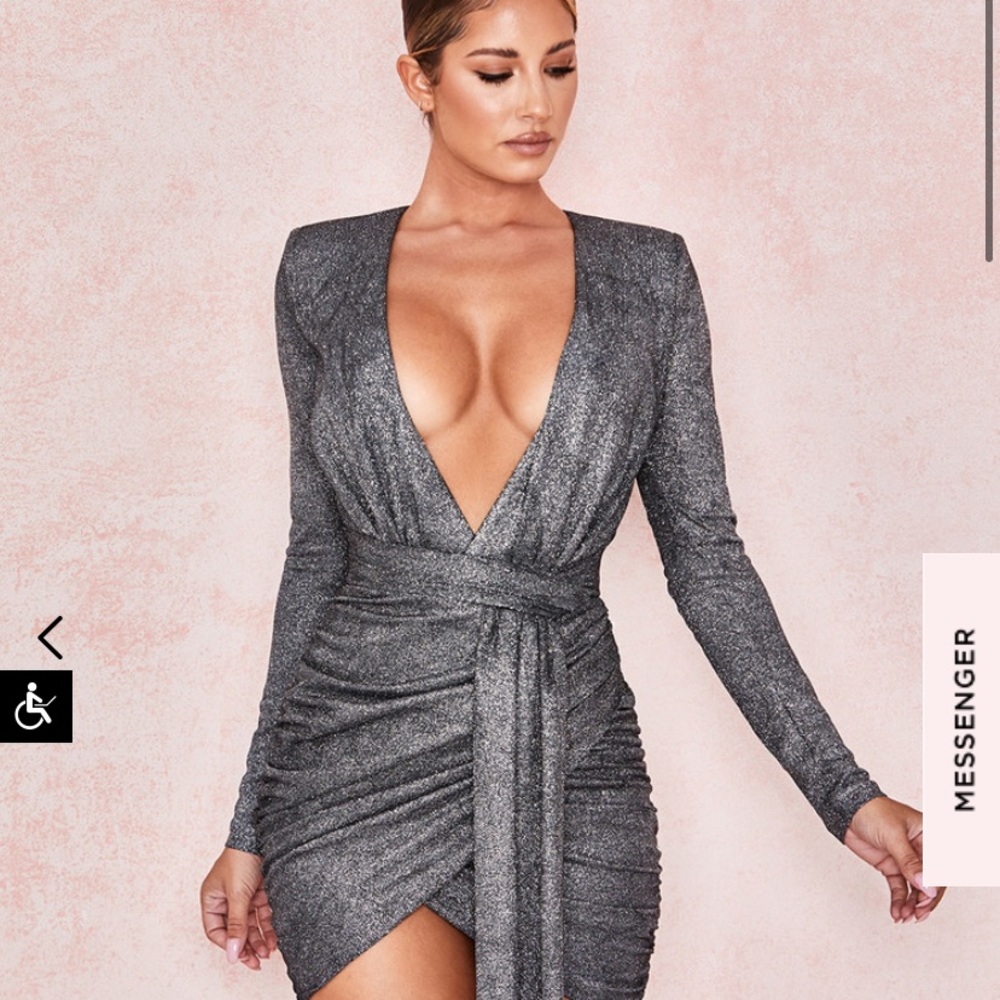 House of CB Annukka GRAPHITE SPARKLE WRAP DRESS